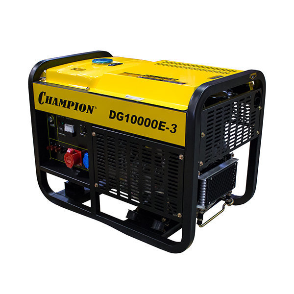 Генератор дизель CHAMPION DG10000E (10/11кВт, 17л.с., 25л, 170кг, 4,2л/ч, эл.старт, колеса, счетчик)