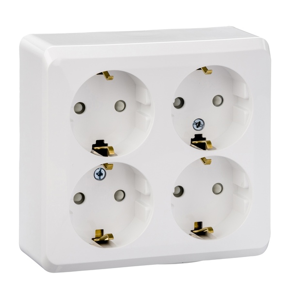 Schneider/Systeme Electric ЭТЮД Розетка 4-я с/з шторки 16А белый