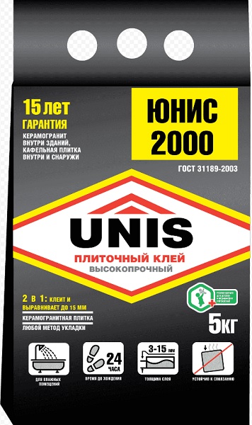 Плиточный клей UNIS черн 5кг.