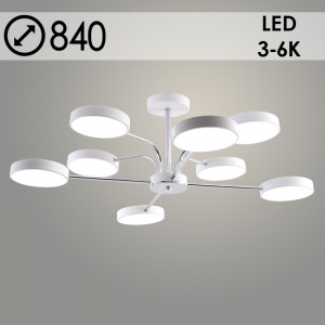 Люстра XI3243/8 WT+CR белый/хром 144W LED 3000-6000K d840 h260, HN23