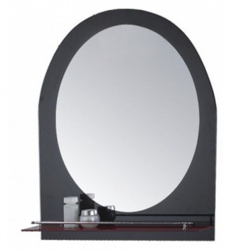 Зеркало LEdeme 670L черное и 1 полка 800*600