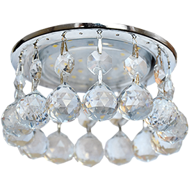 Светильник встраиваемый ECOLA GX53 H4 Glass с большими хрусталиками на прямом Прозрачный /Хром