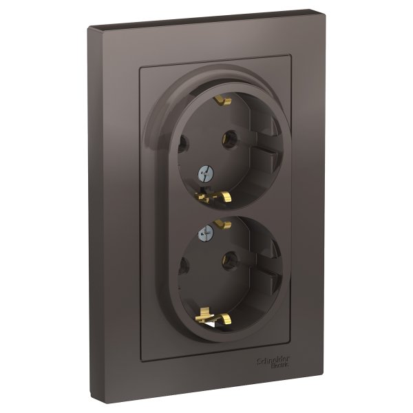 Schneider ATLASDESIGN Розетка 2-я с/з 16А мокко