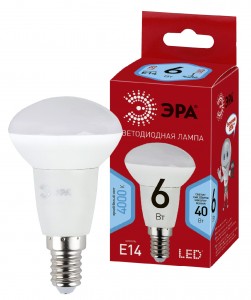 Лампа LED ЭРА ECO R50 E14 6W (480lm) 4K R50-6W-840-E14 R 83х50 83х50