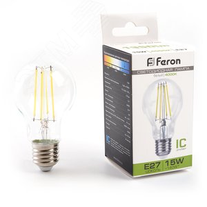 Лампа светодиодная LED 15вт Е27 4000К белый FILAMENT