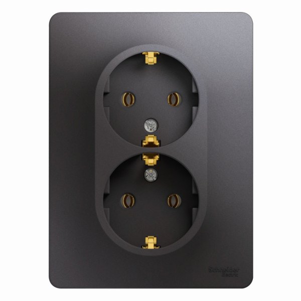 Schneider/Systeme Electric GLOSSA Розетка 2-я с/з графит