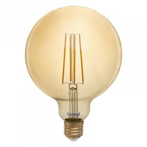 Лампа LED General LOFT шар G125S E27 8W 2700K  филамент (нитевидная) золотая 