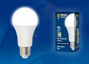 Лампа LED Uniel SMART (900lm 270°) датч.освещенности A60 10W 4000K Е27