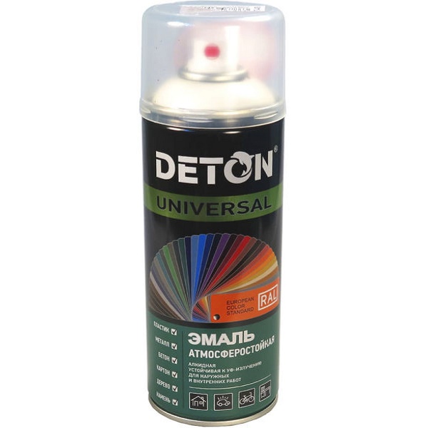 Аэрозоль Deton Universal ЭМАЛЬ 520мл алкид атмосферост RAL9017 ЧЕРНАЯ ГЛЯНЦЕВАЯ DTN-A46787