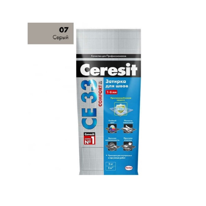 Затирка №07 СЕ33 СЕРАЯ 2 КГ "CERESIT"