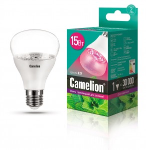 ФИТО Лампа Camelion св/д для рассады и растений E27 15W(120°) 25мкм/с прозрач138x80 ФИТО