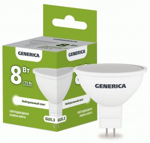 Лампа светодиодная MR16 софит 10Вт 230В 4000К GU5.3 GENERICA