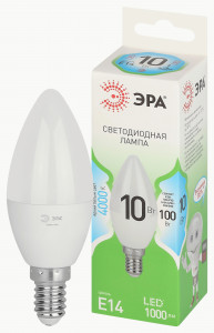 ЭРА GREEN LINE LED лампа св/д свеча E14 B35 10W(1000lm) 4000K 4K B35-10W-840-E14 GL 38x125 67093
