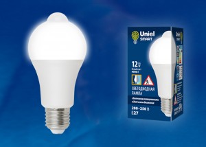 Лампа LED Uniel с датчиком освещенности и датчиком движения A60 12W 4000K E27