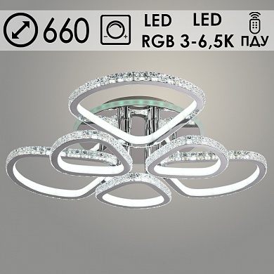 Люстра DK05871A/3+3 PR CR хром 276W+8W LED RGB 3000-6500K d660 ПДУ(ИК) диммер, HN23