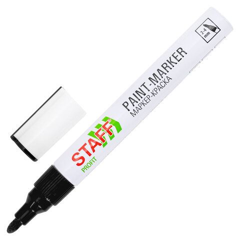 Маркер-краска лаковый (paint marker) 2-4 мм ЧЕРНЫЙ, НИТРО-ОСНОВА, STAFF PROFIT, 152578