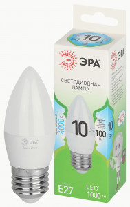 ЭРА GREEN LINE LED лампа св/д свеча E27 B35 10W(1000lm) 4000K 4K B35-10W-840-E27 GL 38x122 67096