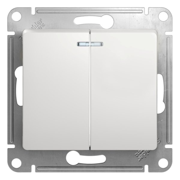 Schneider GLOSSA Выключатель 2кл подсветка белый
