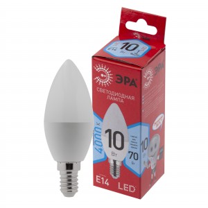 Лампа LED ЭРА ECO свеча B35 E14 10W(800lm) 4K R B35-10w-840-E14 0822
