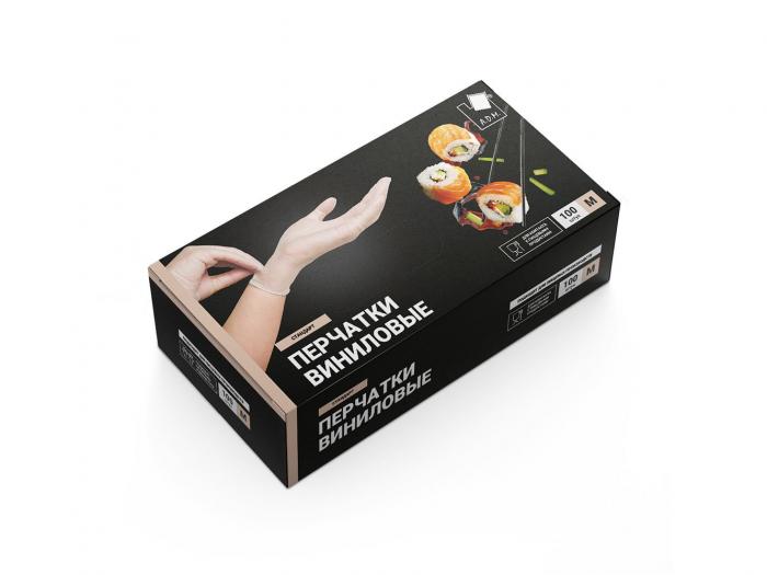 VIN002A Перчатки виниловые M, 100 шт(50 пар) цена за 1 пару. A.D.M