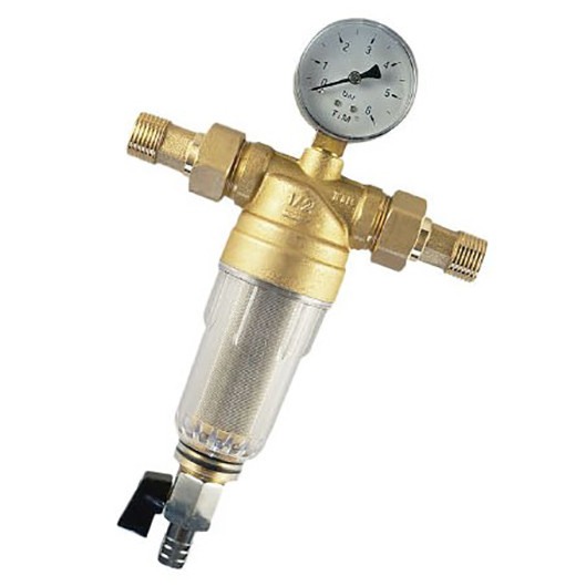 Фильтр с краном и манометром TIM JH1002 1/2" со стеклянным корпусом (аналог FF06-1/2AA)
