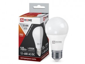 ASD/InHome лампа св/д ЛОН низковольтная A60 E27 12-48V 10W(900lm) 6500К 6K 112x60 36 LED-MO-PRO 8056
