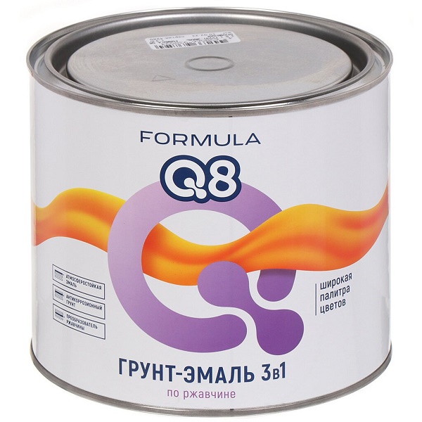 Грунт-эмаль Formula Q8, по ржавчине, алкидная, серая, 1.8 кг