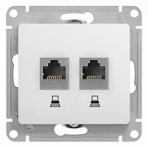 Schneider GLOSSA Розетка 2-я RJ45 белый