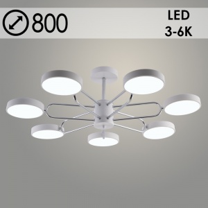 Люстра XI3271/8 WT+WOOD белый/дерево 144W LED 3000-6000K d880 h190, HN23