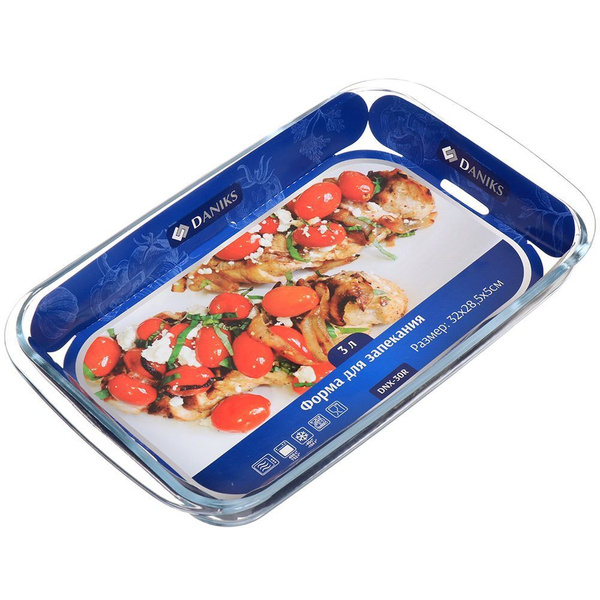 Форма для запекания стекло, 20.2х34.5х5.2 см, 2 л, прямоугольная, Daniks, OCT-NR4807/BP1