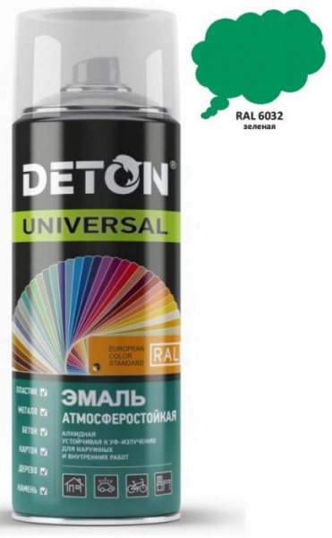 Аэрозоль Deton Universal ЭМАЛЬ 520мл алкид атмосферост RAL6032 ЗЕЛЕНАЯ DTN-A46793
