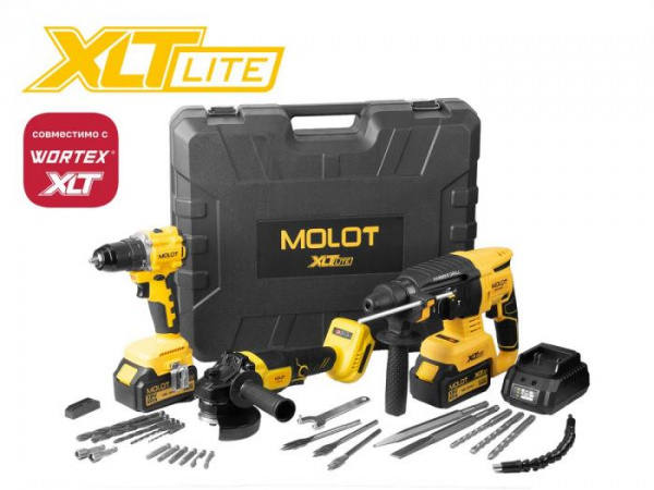 Набор аккум. инструмента MOLOT XLT Lite SET УШМ+Перфоратор+Шуруповерт (MCAG 1812 + CRH 1814 + MBD 18