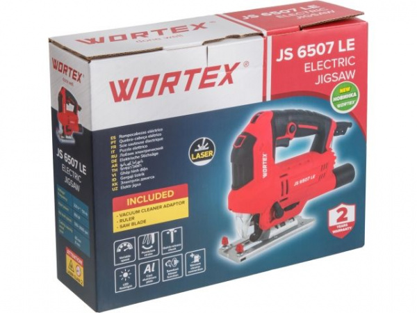 Лобзик электрический WORTEX JS 6507 LE в кор. 650 Вт, 500-3000 ход/мин, пропил до 65 мм, арт.1333579