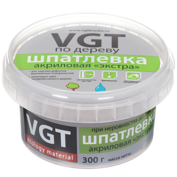 Шпаклевка VGT по дереву "ЭКСТРА" бел 0,3кг
