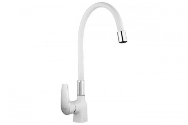 Смеситель для кухни Frap F4453-03 белый ф35, гайка. гибкий излив
