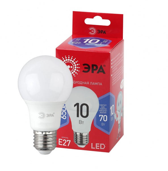Лампа LED ЭРА ECO ЛОН A60 E27 10W(800lm) 6K 112х60 A60-10W-865-E27 5376