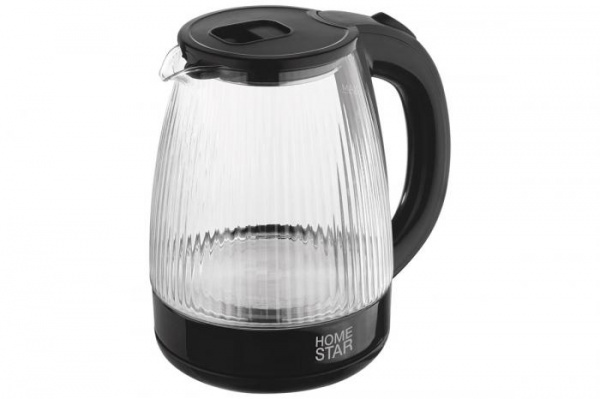 Чайник электр. HomeStar HS-1045 (диск, 1,8л) 1,5кВт, стекло в рубчик, черный 108853