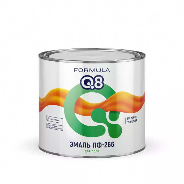 Эмаль Formula Q8, ПФ-266, алкидная, глянцевая, желто-коричневая, 1.8 кг