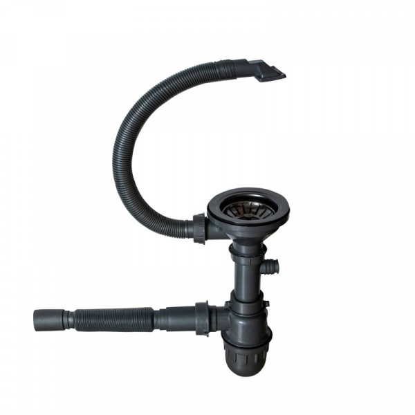 Мойка подст.монтаж 50х44 (3,0) вып 3 1/2 MIXLINE PRO 20см с сифоном (черный графит)
