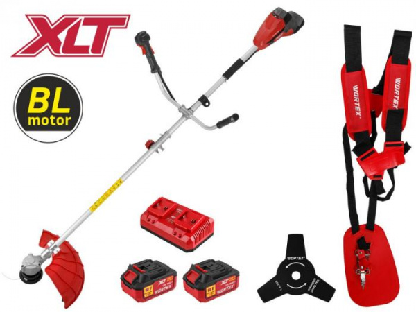 ALL1 XLT SET Триммер аккум. WORTEX TB 3036-1 AT БЕСЩЁТ.ДВИГ 18В+18В, шир.скаш.380/255 мм леска/нож