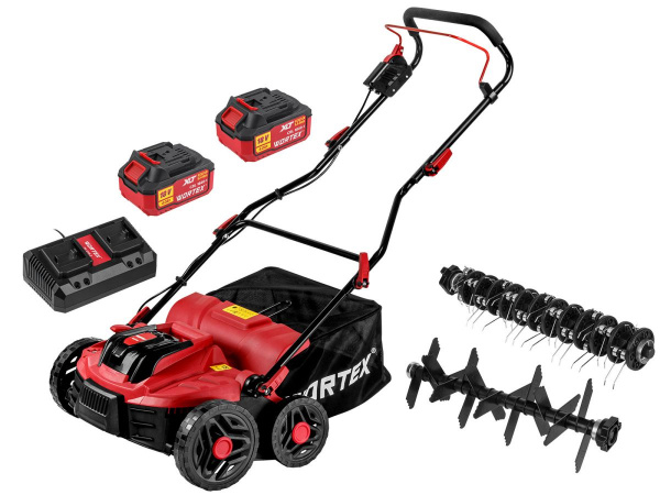 ALL1 XLT SET Аккум. аэратор-скарификатор WORTEX CAE 3736 БЕСЩЁТ.ДВИГ., 18В+18В, шир. 37 см