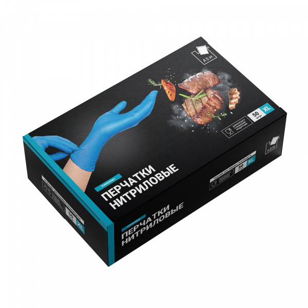 Перчатки нитриловые усиленные+ High Risk, голубые, XL, 25 пар., ADM/10 MAN005ХL 