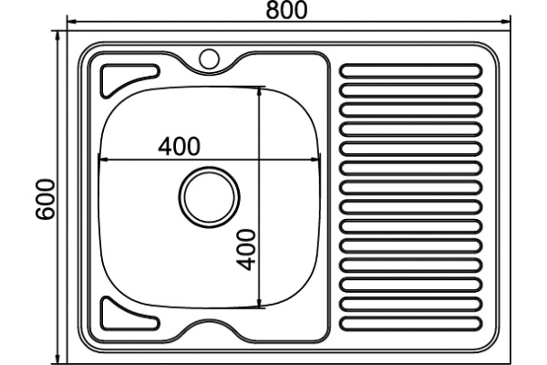 Мойка 60х80 (0,6) лев вып 3 1/2" MIXLINE 16см с сифоном