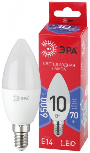 Лампа LED ЭРА ECO свеча B35 E14 10W(800lm) 6K 100х37 B35-10W-865-E14 5765