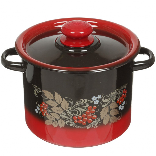 Кастрюля эмалированная сталь, 3.5 л, с крышкой, крышка сталь, Сибирские товары, С1612.38, в ассортим