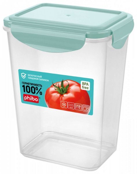 Контейнер герметичн. д/хран.продукт/СВЧ SMART LOC 1,4л прямоуг, св-голуб