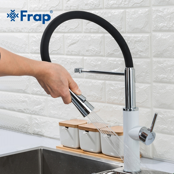 Смеситель д/кухни Frap F4452-7 черный/белый