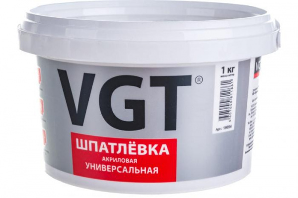 Шпаклевка Акриловая универсальная 1 кг для наружных и внутренних работ VGT 52963