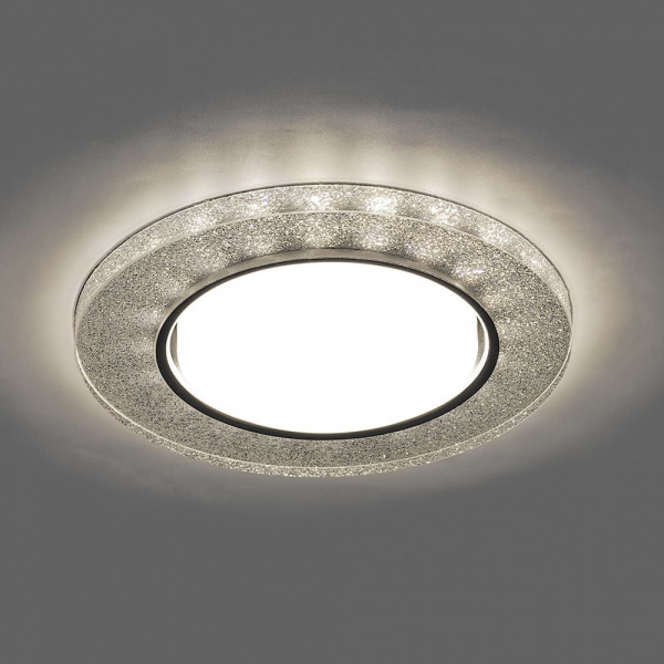Светильник встраиваемый Feron СD4041 GX53 4000k+20LED с подсветкой серебро