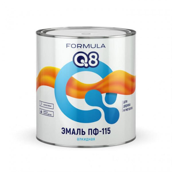 Эмаль ПФ-115 Formula Q8 алкидная, глянцевая, серая, 2.6кг